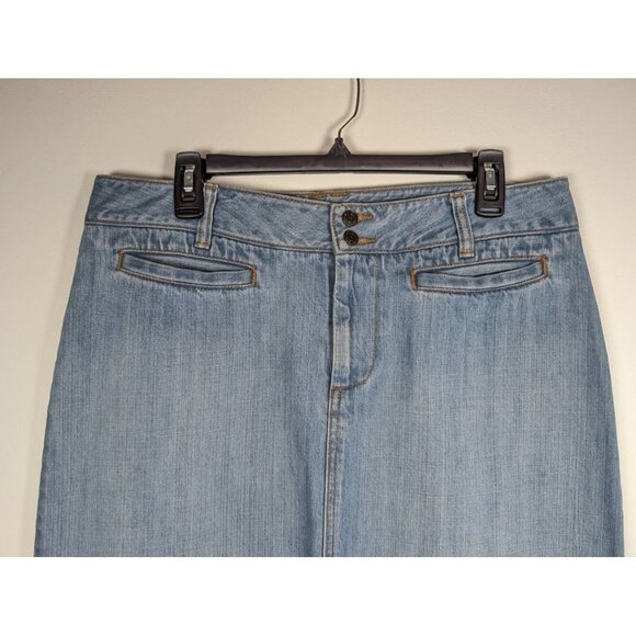 Old Navy Denim Maxi Skirt Women's Size 12 Y2K Grunge Boho Western Ultra Low Rise - Picture 2 of 8